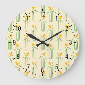 Pretty Yellow Spring Daffodils Large Clock