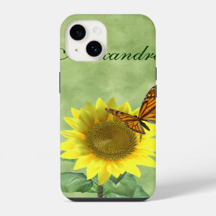 Pretty Yellow Sunflower and Orange Butterfly iPhone Case