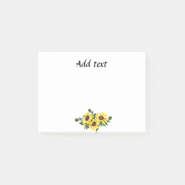 Pretty Yellow Sunflower Arrangement template Post-it Notes (Front)