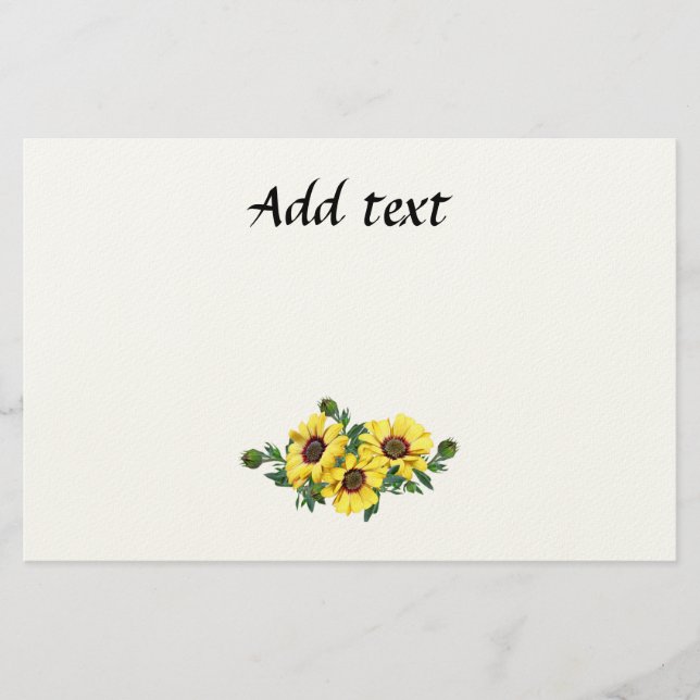 Pretty Yellow Sunflower Arrangement template Stationery (Front)