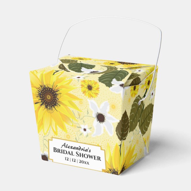 Pretty Yellow Sunflower Garden Floral Favour Box (Front Side)