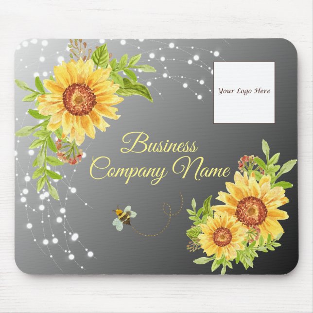 Pretty Yellow Sunflower Gradient Custom Business  Mouse Pad (Front)
