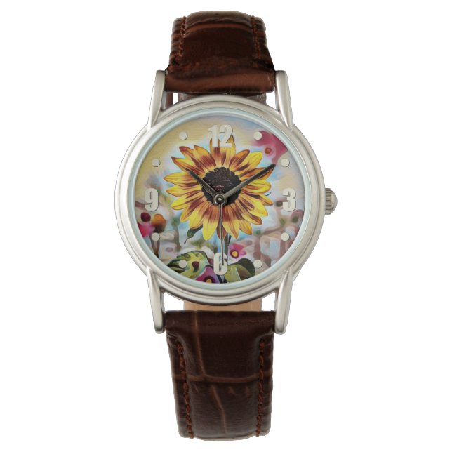 Pretty Yellow Sunflower in Field of Flowers Watch (Front)