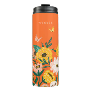 Pretty Yellow Sunflower Wildflowers & Butterflies Thermal Tumbler