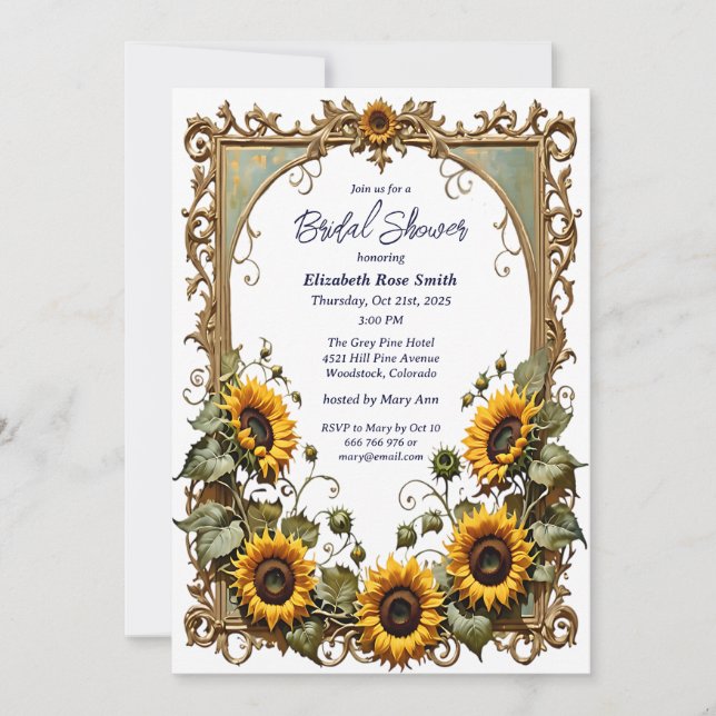 Pretty Yellow sunflower with art bridal shower Invitation (Front)
