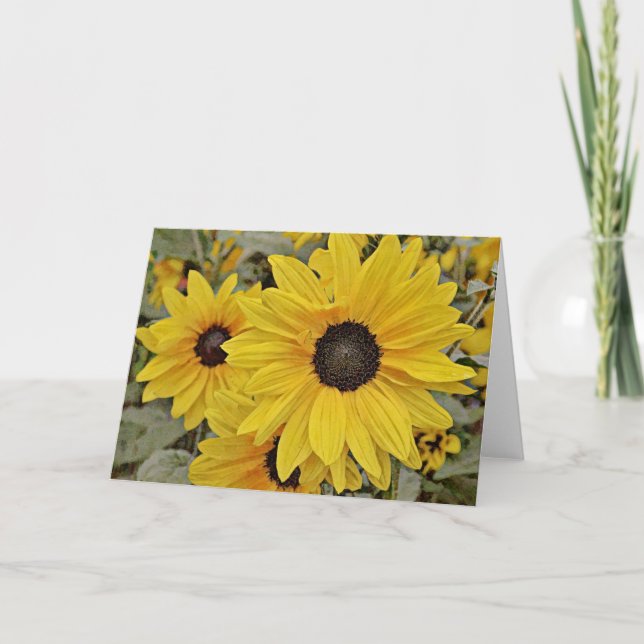 Pretty Yellow Sunflowers Art Note Card (Front)