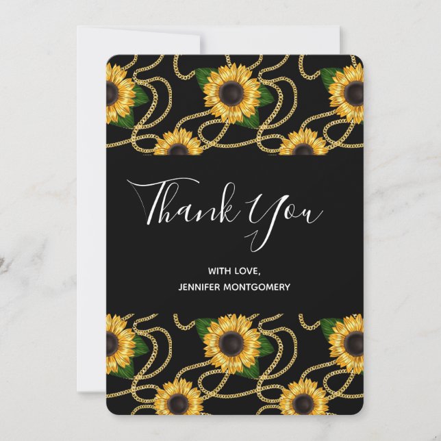 Pretty Yellow Sunflowers Stylish Pattern Thank You (Front)