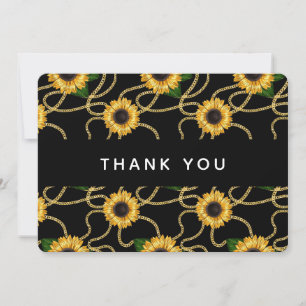 Pretty Yellow Sunflowers Stylish Pattern Thank You