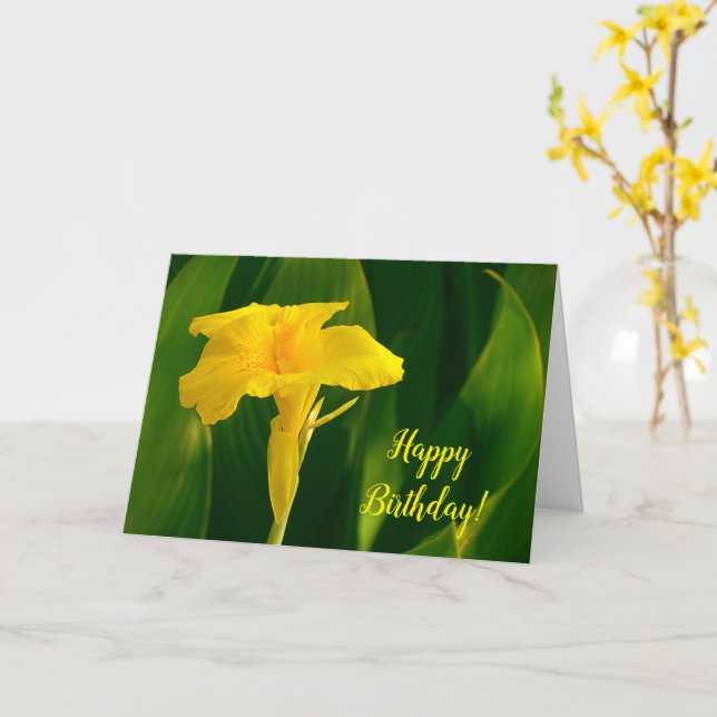 Pretty Yellow Tropical Canna Lily Flower Birthday Card (Yellow Flower)