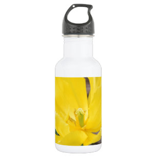 pretty yellow tulip flower. floral nature garden 532 ml water bottle