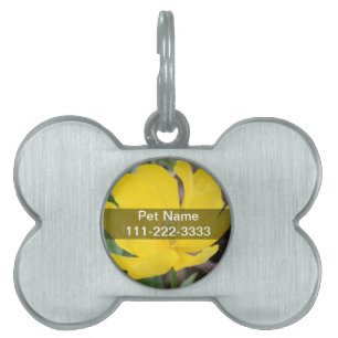 pretty yellow tulip flower. floral nature garden pet ID tag