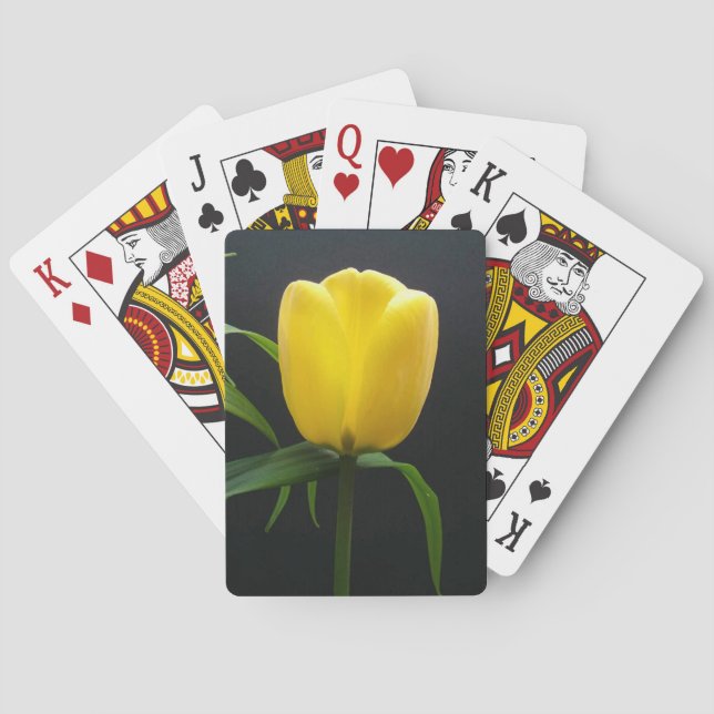 pretty yellow tulip flower playing cards (Back)