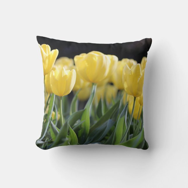 Pretty Yellow Tulips Cushion (Front)