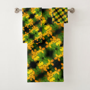 Pretty Yellow Wildflowers Abstract Pattern      Bath Towel Set