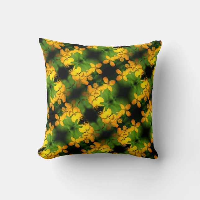 Pretty Yellow Wildflowers Abstract Pattern  Cushion (Front)