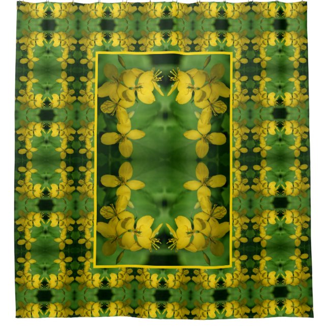 Pretty Yellow Wildflowers Abstract Pattern     Shower Curtain (Front)