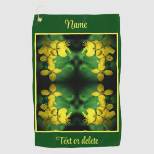 Pretty Yellow Wildflowers Abstract Personalised Golf Towel