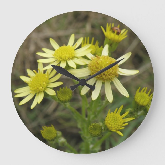 Pretty Yellow Wildflowers Wall Clock (Front)