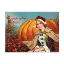 Pretty young woman with a big pumpkin thanksgiving