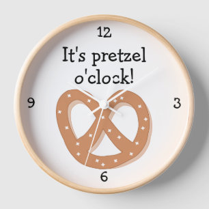 Pretzel O'Clock fun food graphic Clock
