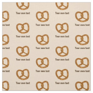 Pretzel pattern on beige - optional custom text fabric
