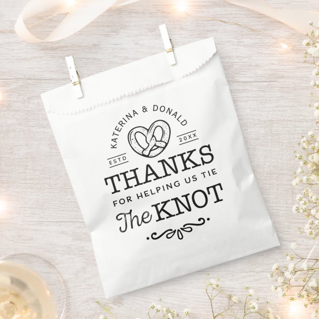 Pretzel We Tied The Knot Wedding Favour Bag (Clipped)