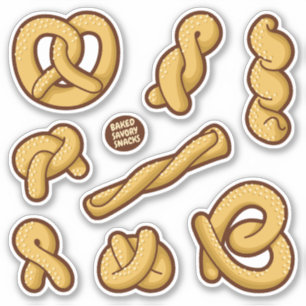 Pretzels and Baked Savory Snacks Sticker Set