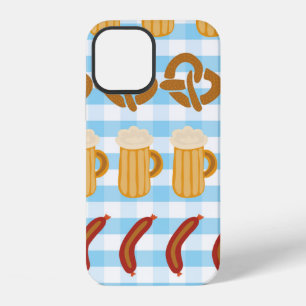 Pretzels beer sausage lined up seamless vintage il iPhone 12 case