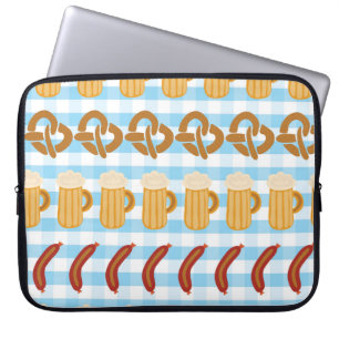 Pretzels beer sausage lined up seamless vintage il laptop sleeve