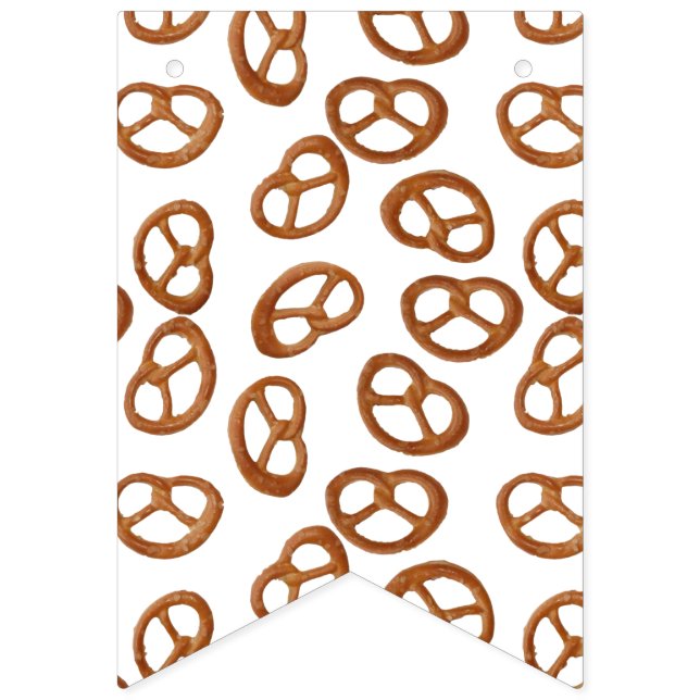 Pretzels Snack seamless pattern + your background Bunting (First Flag)