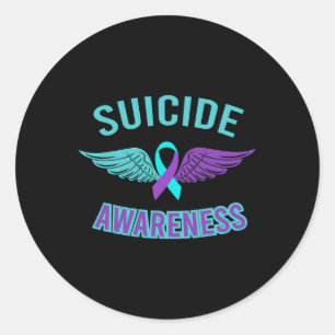 Prevent Suicide Awareness Wings Ribbon  Classic Round Sticker