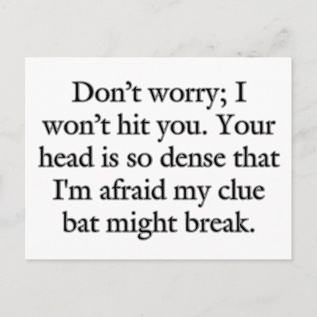 Prevent Violence: Go Away and I Won't Hit You Postcard (Front)