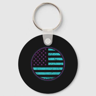 Prevention Aamerican Flag Wear Teal Purple Key Ring