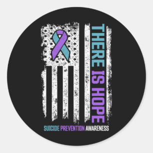 Prevention American Flag Hope Suicide Awareness  Classic Round Sticker