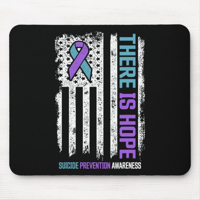 Prevention American Flag Hope Suicide Awareness  Mouse Pad (Front)