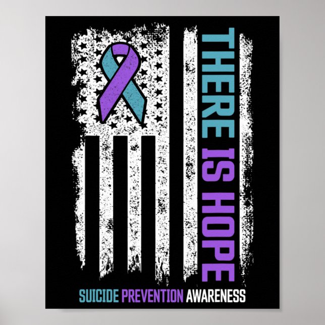 Prevention American Flag Hope Suicide Awareness  Poster (Front)