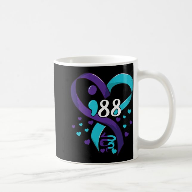Prevention Awareness 988 Heart Teal And Purple  Coffee Mug (Right)
