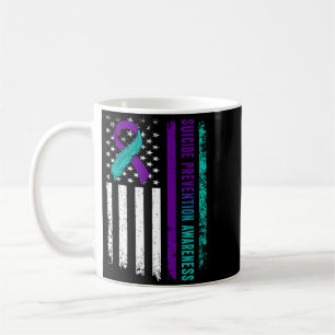 Prevention Awareness Aamerican Flag Ribbon Support Coffee Mug