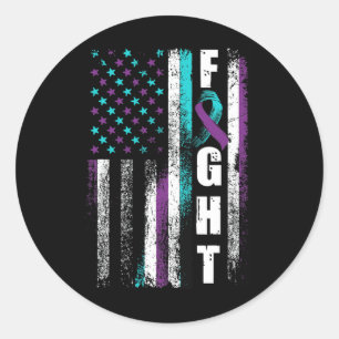 Prevention Awareness American Flag Distress Classic Round Sticker