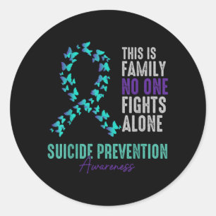 Prevention Awareness Butterfly Teal Purple Ribbon Classic Round Sticker