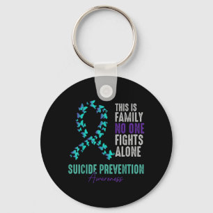 Prevention Awareness Butterfly Teal Purple Ribbon Key Ring