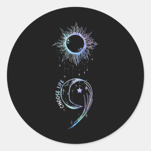 Prevention Awareness Choose Life Semicolon Gothic Classic Round Sticker