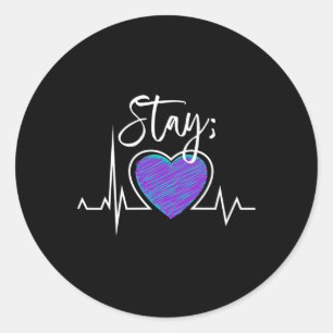 Prevention Awareness Heartbeat Semicolon Stay Classic Round Sticker