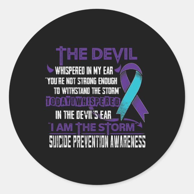 Prevention Awareness I Am The Storm Devil  Classic Round Sticker (Front)
