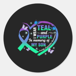 Prevention Awareness I Wear Teal Purple For My Son Classic Round Sticker