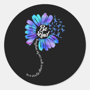 Prevention Awareness In September Be Kind Sunflowe Classic Round Sticker