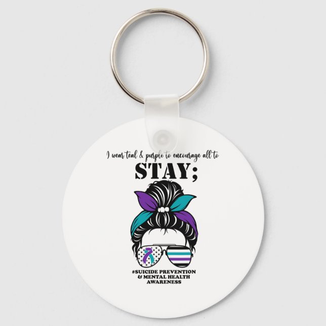 Prevention Awareness Mental Health Support Messy B Key Ring (Front)