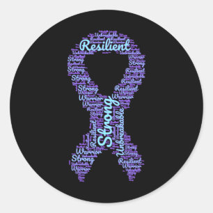 Prevention Awareness Month Ribbon With Strong Word Classic Round Sticker