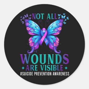 Prevention Awareness Not Wounds Are Visible Design Classic Round Sticker