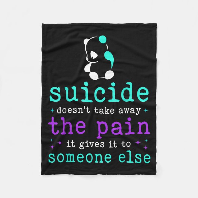 Prevention Awareness Pain Semicolon Support Design Fleece Blanket (Front)